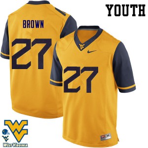 Youth West Virginia Mountaineers E.J. Brown #27 Gold High School Jerseys 148494-653