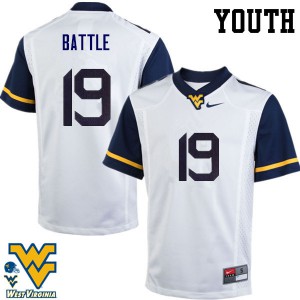 Youth West Virginia Mountaineers Elijah Battle #19 White Official Jersey 755469-871