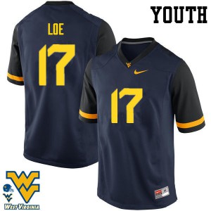 Youth West Virginia Mountaineers Exree Loe #17 Stitched Navy Jerseys 227874-556