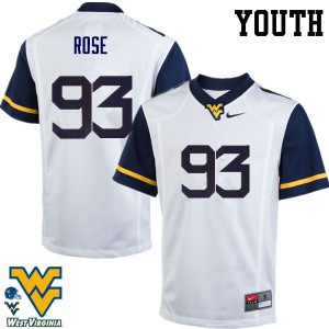 Youth West Virginia Mountaineers Ezekiel Rose #93 Football White Jersey 283478-439