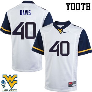 Youth West Virginia Mountaineers Fontez Davis #40 White College Jerseys 386288-184
