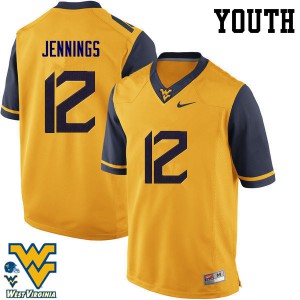 Youth West Virginia Mountaineers Gary Jennings #12 Gold University Jersey 338442-144
