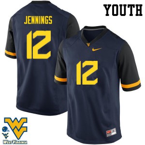 Youth West Virginia Mountaineers Gary Jennings #12 Navy Player Jersey 776900-726