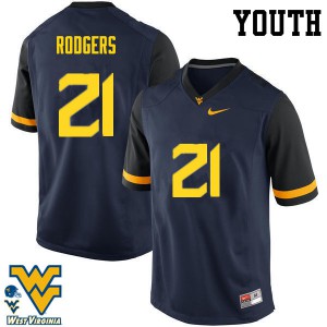 Youth West Virginia Mountaineers Ira Errett Rodgers #21 Navy University Jerseys 748548-945