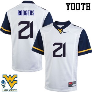 Youth West Virginia Mountaineers Ira Errett Rodgers #21 White NCAA Jersey 819860-835