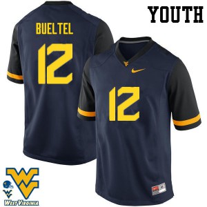 Youth West Virginia Mountaineers Jack Bueltel #12 Navy Stitch Jerseys 618220-286