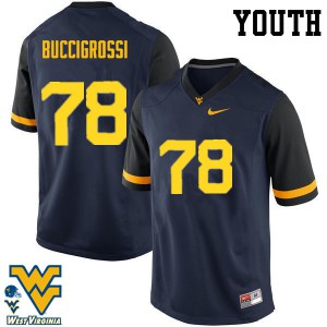 Youth West Virginia Mountaineers Jacob Buccigrossi #78 Navy Stitch Jersey 377914-768