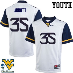 Youth West Virginia Mountaineers Jake Abbott #35 Football White Jerseys 809241-954