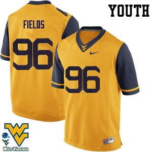 Youth West Virginia Mountaineers Jaleel Fields #96 Gold University Jerseys 372573-618