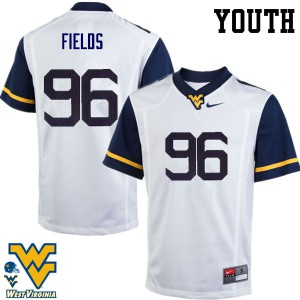 Youth West Virginia Mountaineers Jaleel Fields #96 University White Jersey 276753-801