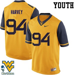 Youth West Virginia Mountaineers Jalen Harvey #94 Gold High School Jersey 531314-419
