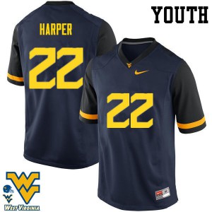 Youth West Virginia Mountaineers Jarrod Harper #22 Navy Stitched Jersey 663827-494
