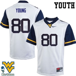Youth West Virginia Mountaineers Jonn Young #80 High School White Jerseys 381959-904