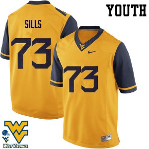 Youth West Virginia Mountaineers Josh Sills #73 Gold NCAA Jerseys 364164-890