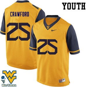 Youth West Virginia Mountaineers Justin Crawford #25 Gold Football Jersey 956649-253