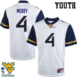 Youth West Virginia Mountaineers Kennedy McKoy #4 White Football Jerseys 175044-295
