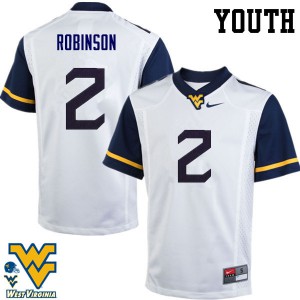 Youth West Virginia Mountaineers Kenny Robinson #2 Embroidery White Jerseys 144774-186