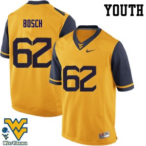 Youth West Virginia Mountaineers Kyle Bosch #62 Gold Stitch Jersey 768168-307