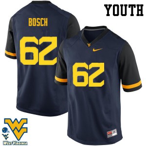Youth West Virginia Mountaineers Kyle Bosch #62 Navy Player Jersey 235343-570