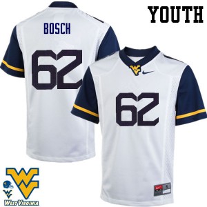 Youth West Virginia Mountaineers Kyle Bosch #62 White Football Jersey 851772-320