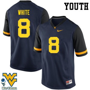 Youth West Virginia Mountaineers Kyzir White #8 Navy Stitched Jerseys 377095-694