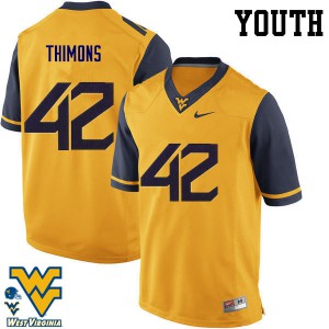 Youth West Virginia Mountaineers Logan Thimons #42 Gold High School Jerseys 544634-753