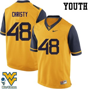 Youth West Virginia Mountaineers Mac Christy #48 High School Gold Jerseys 659800-124