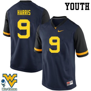 Youth West Virginia Mountaineers Major Harris #9 Navy Embroidery Jersey 169566-362