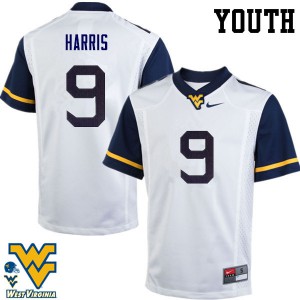 Youth West Virginia Mountaineers Major Harris #9 White College Jersey 887278-163