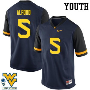 Youth West Virginia Mountaineers Mario Alford #5 Player Navy Jerseys 665406-839