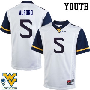 Youth West Virginia Mountaineers Mario Alford #5 White Player Jersey 126029-262