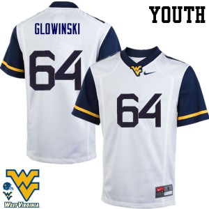 Youth West Virginia Mountaineers Mark Glowinski #64 Official White Jerseys 511298-355