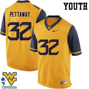 Youth West Virginia Mountaineers Martell Pettaway #32 Gold University Jerseys 378584-150