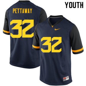 Youth West Virginia Mountaineers Martell Pettaway #32 Embroidery Navy Jerseys 342298-428