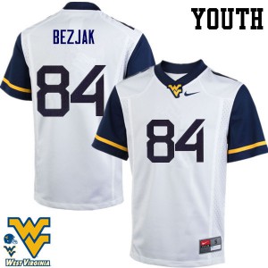 Youth West Virginia Mountaineers Matt Bezjak #84 College White Jersey 816377-188