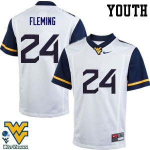 Youth West Virginia Mountaineers Maurice Fleming #24 Embroidery White Jersey 659138-719