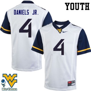 Youth West Virginia Mountaineers Mike Daniels Jr. #4 White Football Jersey 699248-849