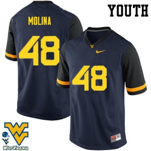 Youth West Virginia Mountaineers Mike Molina #48 College Navy Jersey 105059-436