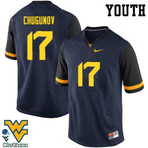 Youth West Virginia Mountaineers Mitch Chugunov #17 Embroidery Navy Jerseys 146363-990
