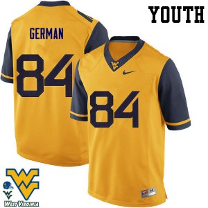 Youth West Virginia Mountaineers Nate German #84 Gold Official Jersey 909844-103