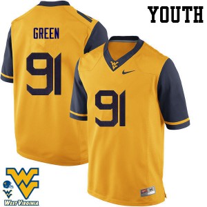 Youth West Virginia Mountaineers Nate Green #91 Gold Player Jersey 857592-881
