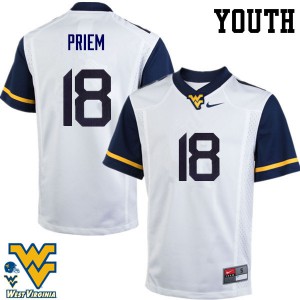 Youth West Virginia Mountaineers Nick Priem #18 White College Jersey 788431-458