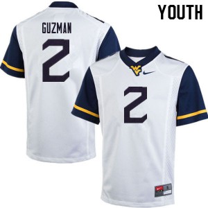 Youth West Virginia Mountaineers Noah Guzman #2 Stitch White 2020 Jersey 462404-869