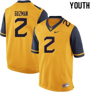 Youth West Virginia Mountaineers Noah Guzman #2 Yellow 2020 Stitch Jerseys 135751-734