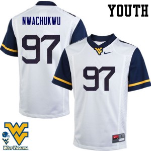 Youth West Virginia Mountaineers Noble Nwachukwu #97 White Official Jerseys 677231-373
