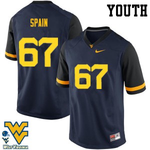 Youth West Virginia Mountaineers Quinton Spain #67 NCAA Navy Jersey 329445-662