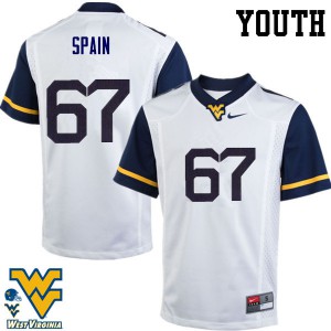 Youth West Virginia Mountaineers Quinton Spain #67 White University Jersey 177217-772