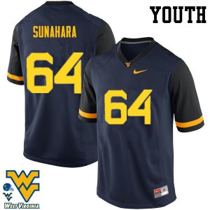 Youth West Virginia Mountaineers Rex Sunahara #64 Embroidery Navy Jerseys 955397-569