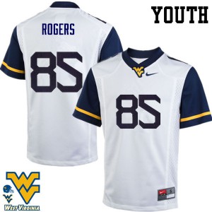 Youth West Virginia Mountaineers Ricky Rogers #85 Official White Jersey 185429-316