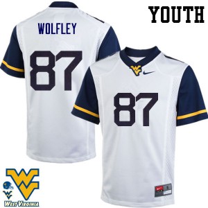 Youth West Virginia Mountaineers Stone Wolfley #87 Player White Jerseys 950710-689
